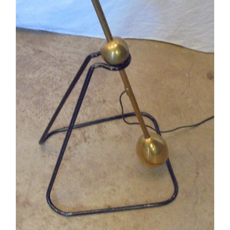 Vintage black lacquered metal pendulum floor lamp 1950