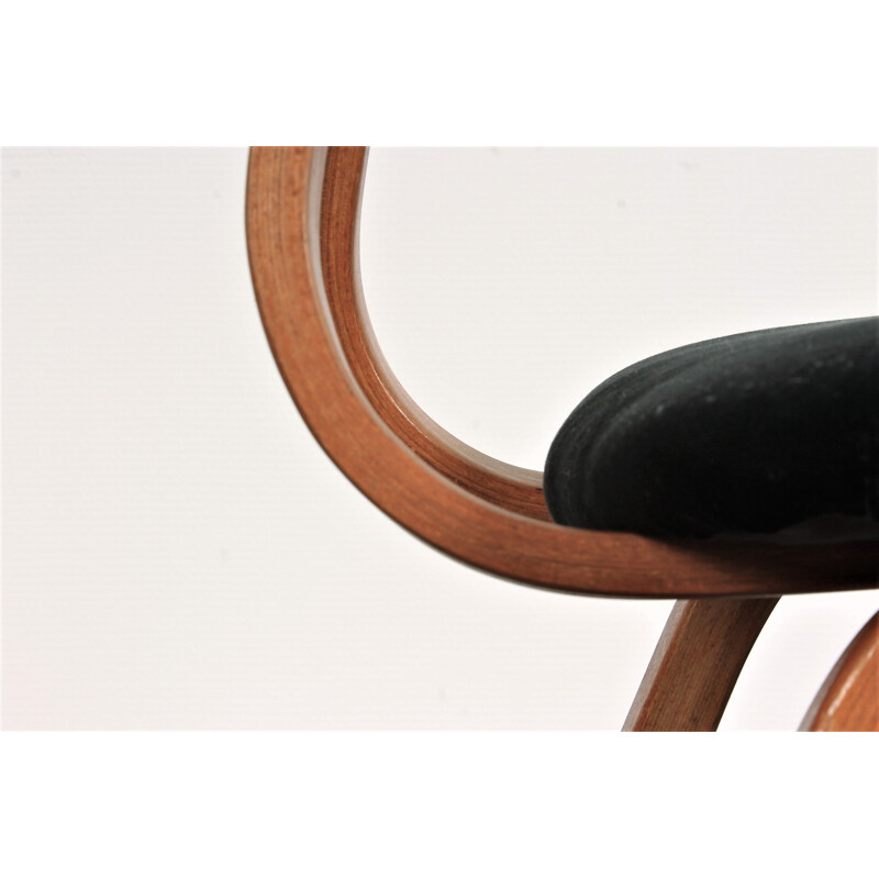 Ensemble de 4 chaises vintage en bois courbé avec velours hollandais