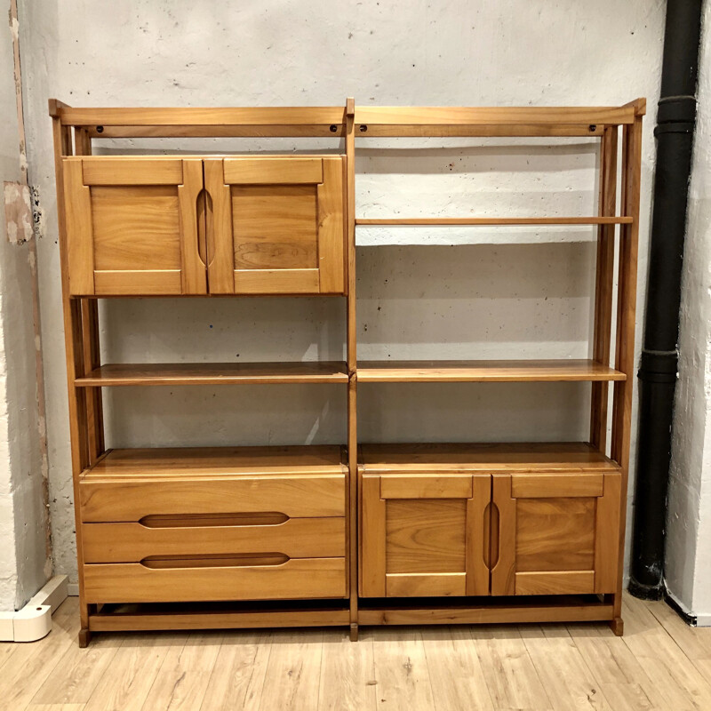 Vintage solid elm modular bookcase Regain 1970