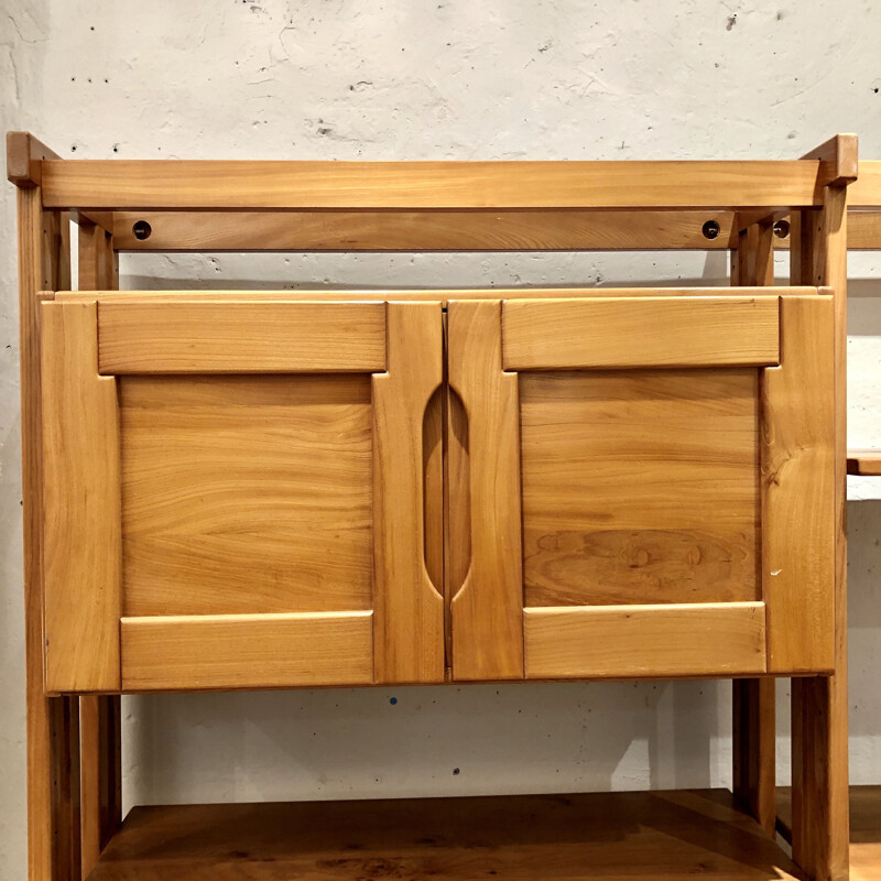 Vintage solid elm modular bookcase Regain 1970