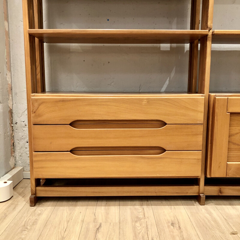 Vintage solid elm modular bookcase Regain 1970