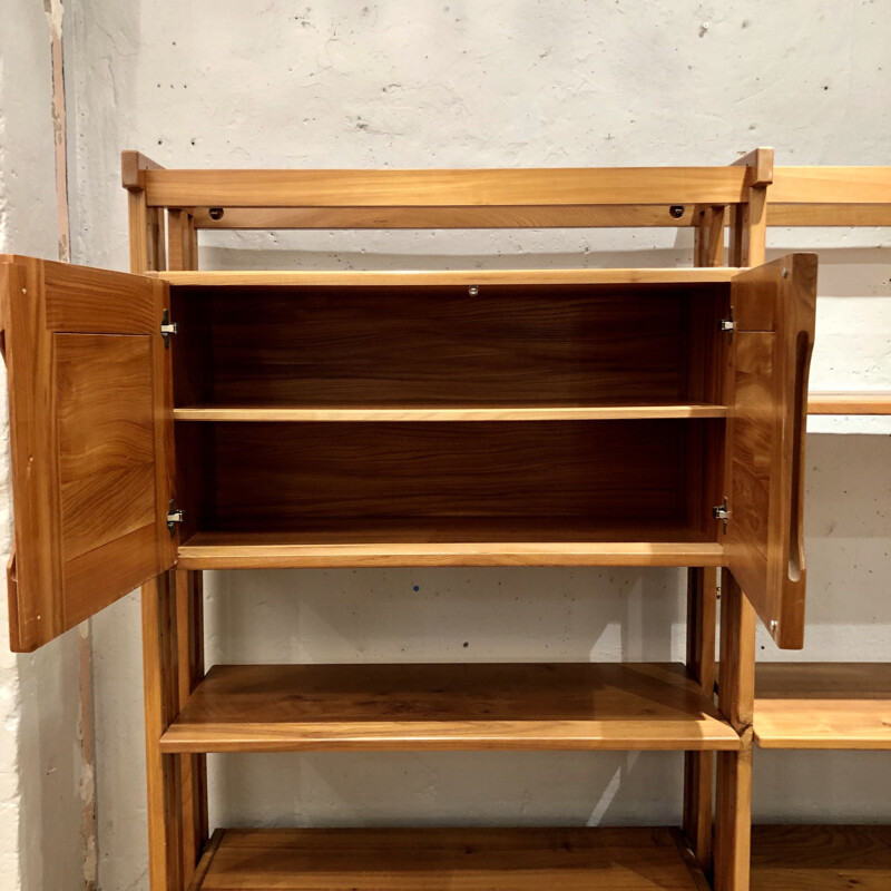 Vintage solid elm modular bookcase Regain 1970