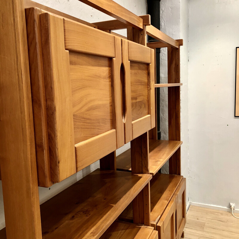 Vintage solid elm modular bookcase Regain 1970