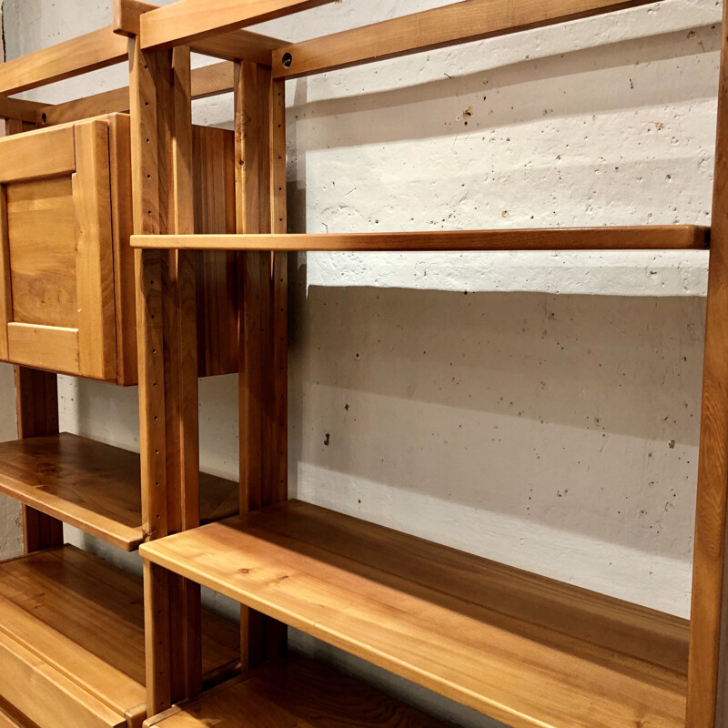 Vintage solid elm modular bookcase Regain 1970