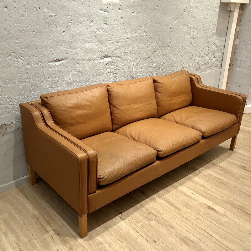 Vintage leather sofa Stouby model Borge Mogensen 1960