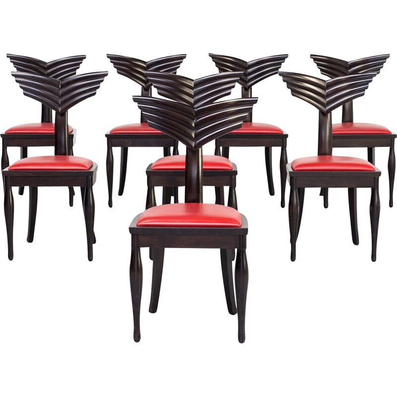 Set of 8 vintage Massimo Scolari Olimpia chair for Giorgetti 1990s