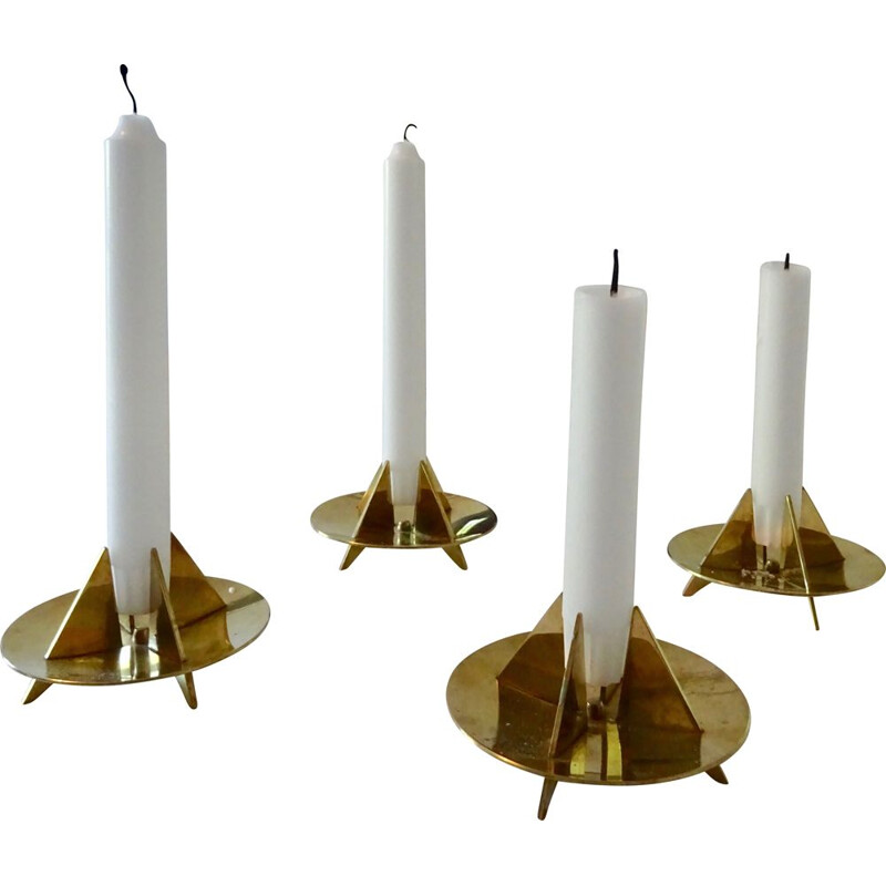 Set of 4 Sculptural Candleholders N 20 by Pierre Forsell for Skultuna 1960