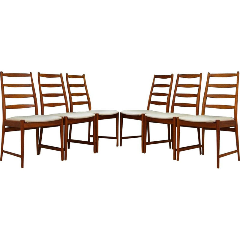 Lot of 6 vintage teak chairs for Vamo Sønderborg Scandinavian 1970s
