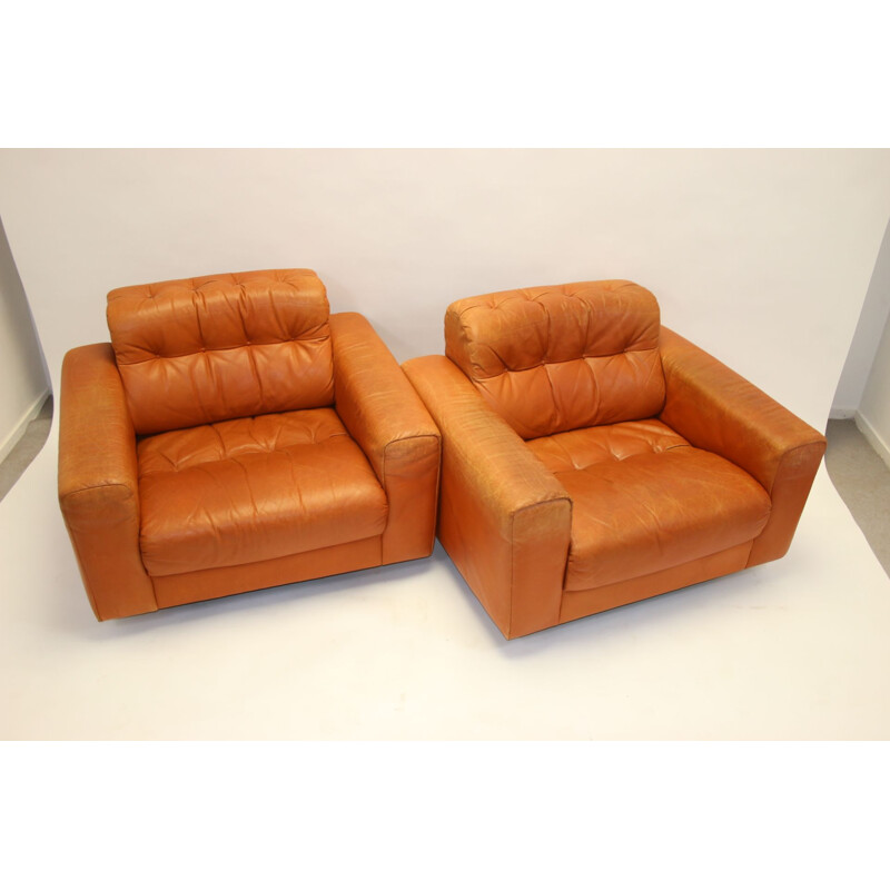 Pair of Vintage DS40 Club chair from de Sede Cognac leather 1970s