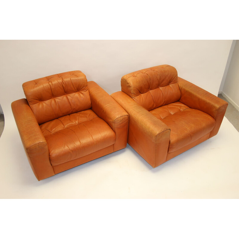 Pair of Vintage DS40 Club chair from de Sede Cognac leather 1970s