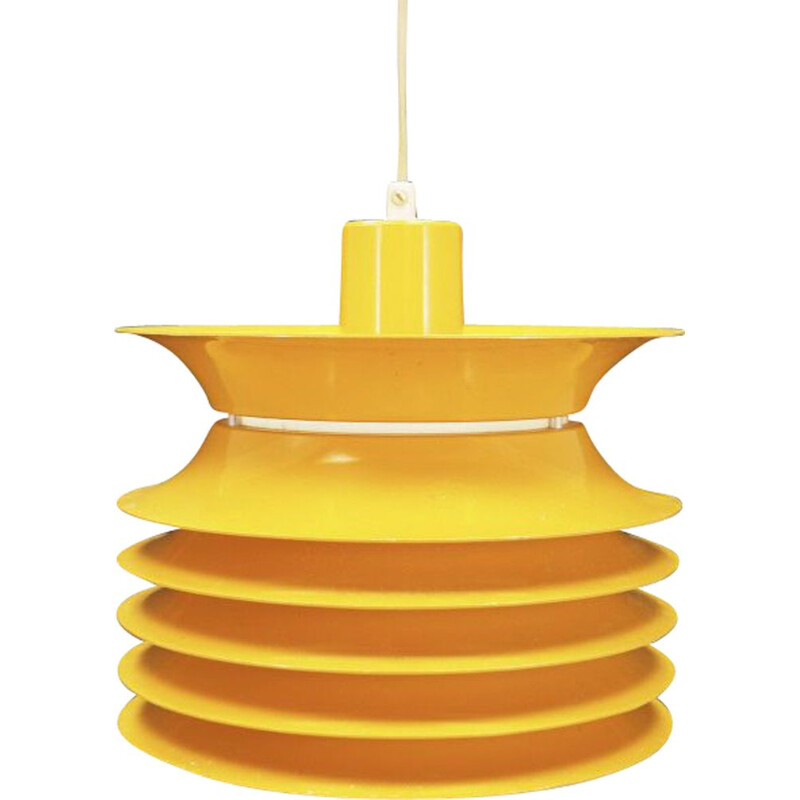 Vintage pendant lamp in yellow plastic scandinavian 1970s