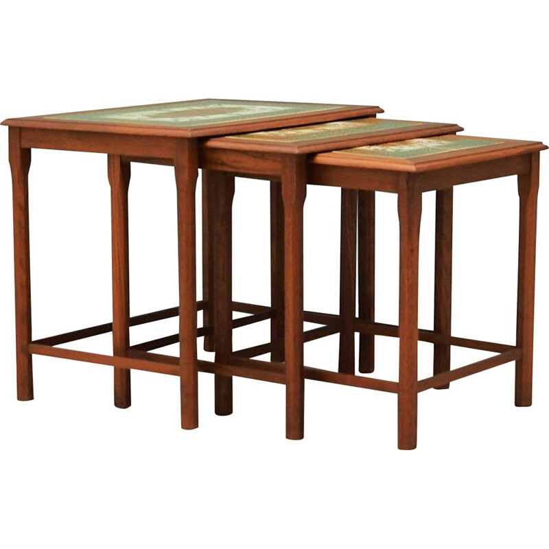 Set of 3 antique teak nesting tables, Denmark 1960