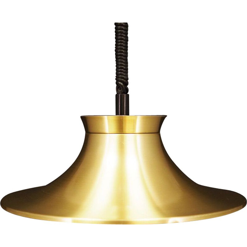 Vintage danish gold metal pendant lamp 1960	