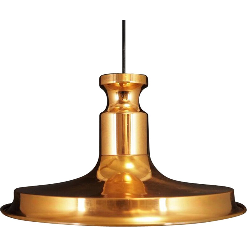 Lámpara de suspensión de cobre vintage escandinava de 1970