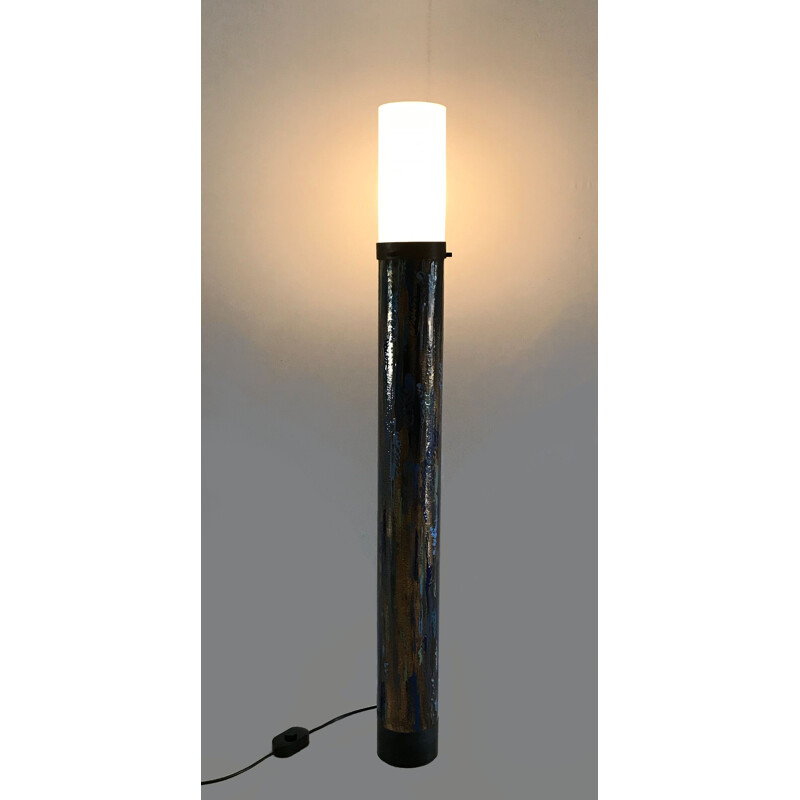 Vintage enamelled copper floor lamp by Angelo Brotto for Esperia, Italy 1960
