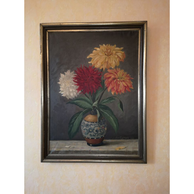 Vintage dutch painting Dutch still life J Van Goethem 1937