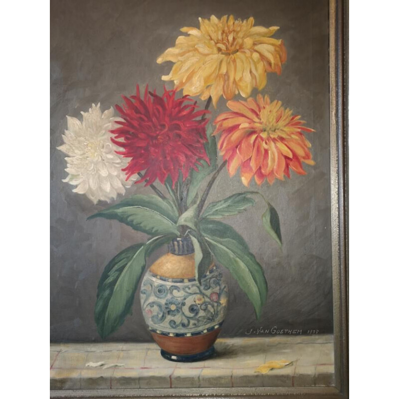 Vintage dutch painting Dutch still life J Van Goethem 1937