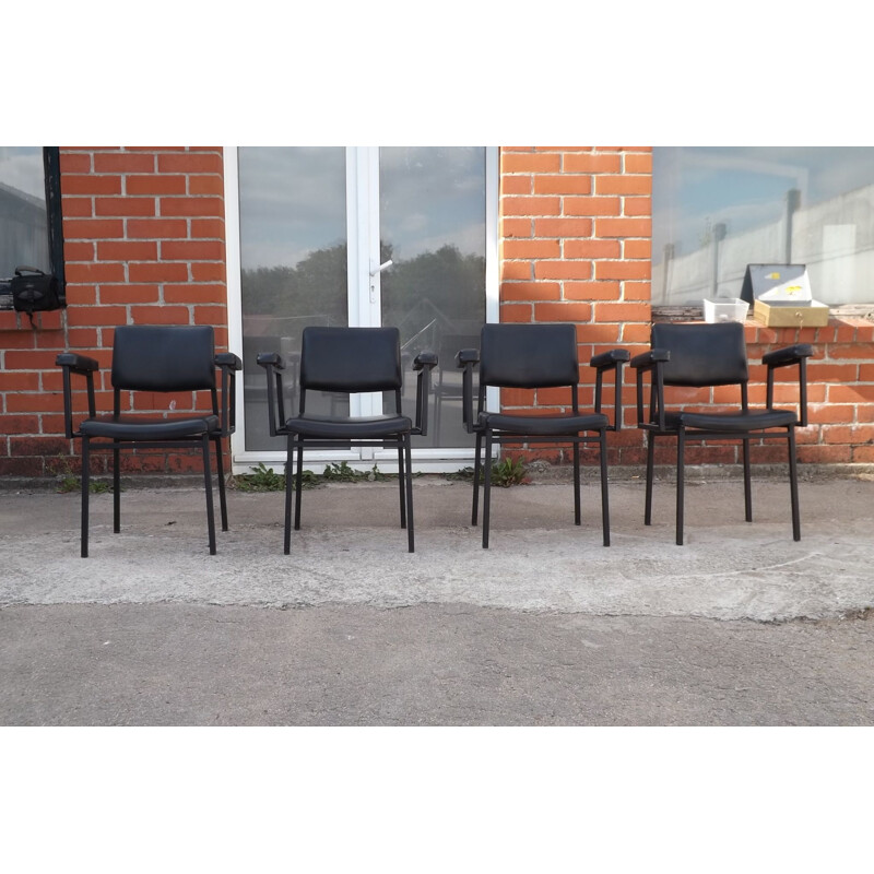 4 Bridge vintage armchairs  skai leatherette 1970