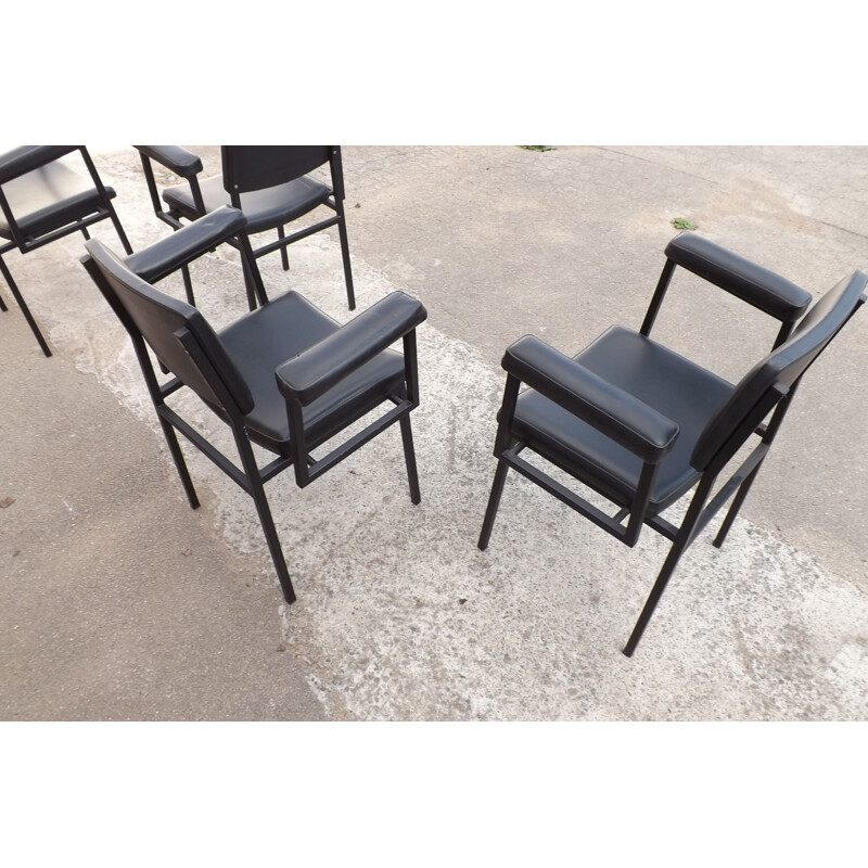 4 Bridge vintage armchairs  skai leatherette 1970