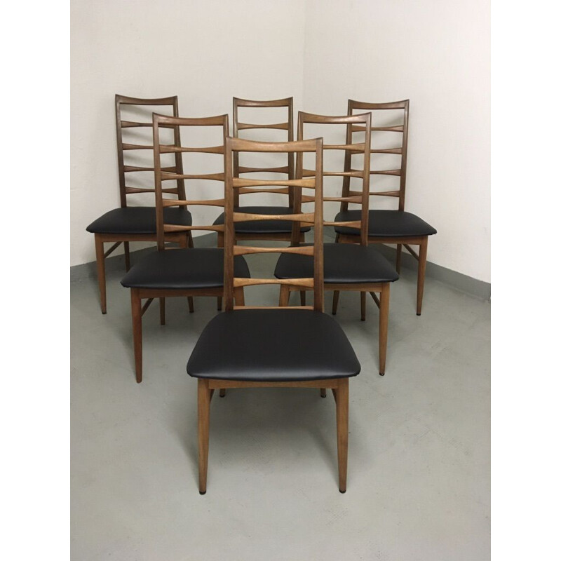 Set of 6 vintage teak chairs Lis Niels Koefoeds 1960