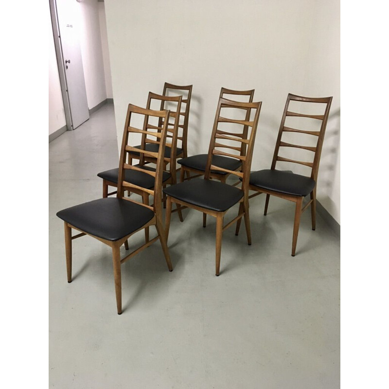Set of 6 vintage teak chairs Lis Niels Koefoeds 1960
