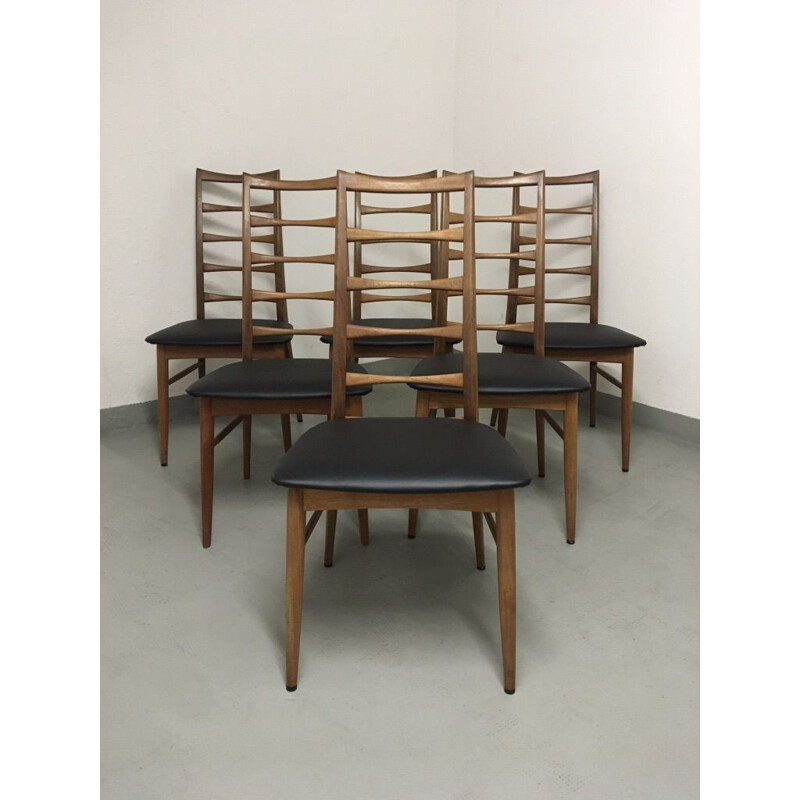 Set di 6 sedie vintage in teak Lis Niels Koefoeds 1960