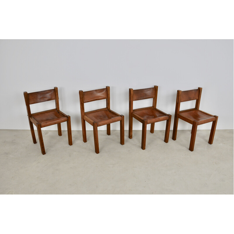 Set of 4 vintage chair by Pierre Chapo 1970