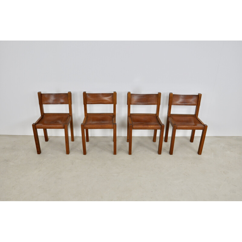 Set of 4 vintage chair by Pierre Chapo 1970