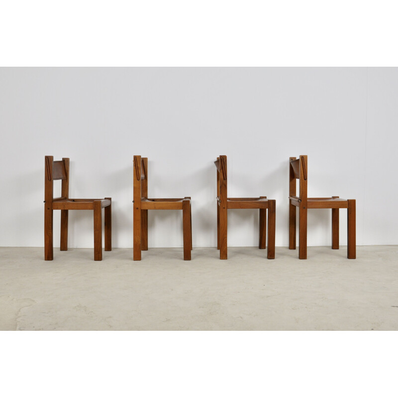 Set of 4 vintage chair by Pierre Chapo 1970