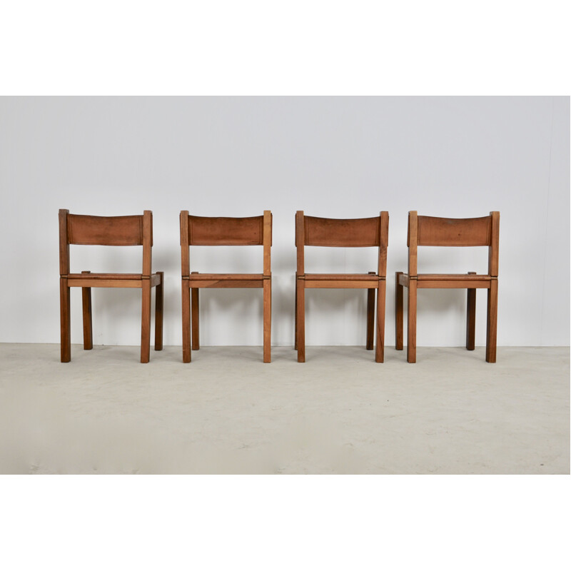 Ensemble de 4 chaise vintage de Pierre Chapo 1970