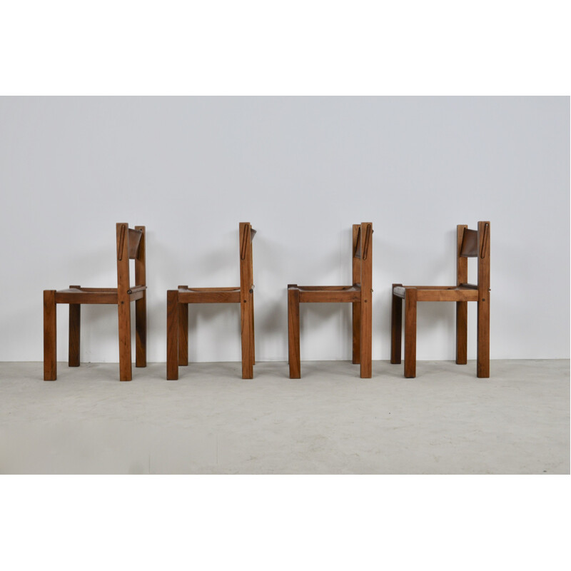 Set of 4 vintage chair by Pierre Chapo 1970