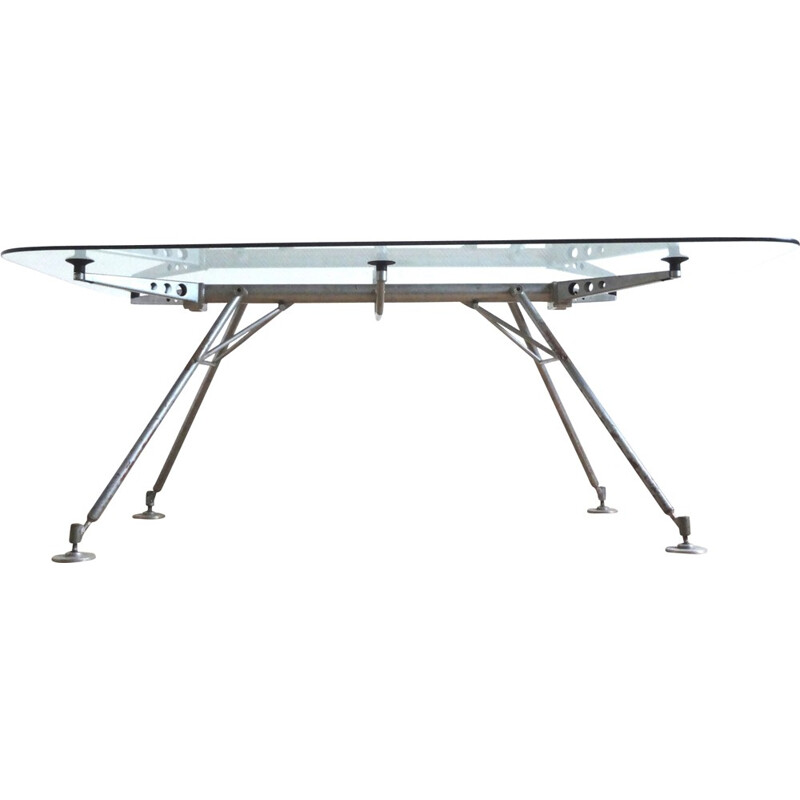 Dining table in glass and metal, Norman FOSTER - 1980s