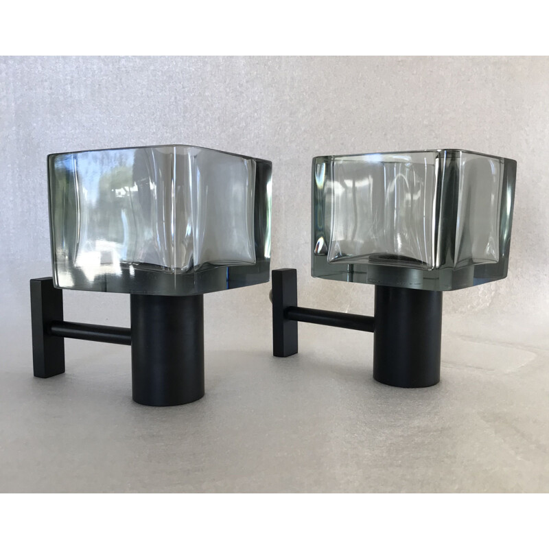 Pair of vintage wall lights by Flavio Poli for Seguso in Murano glass 1960