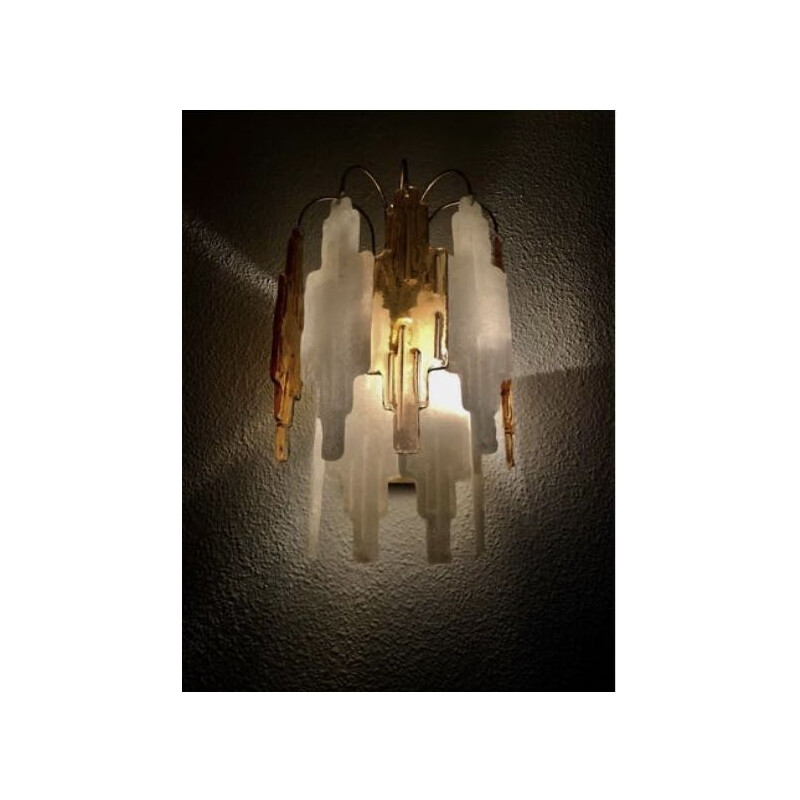 Poliarte vintage wall lamp in two-tone  Murano glass 1970