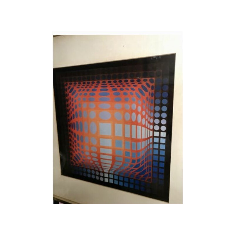 Lithographie vintage Vasarely Ed Griffon 1970