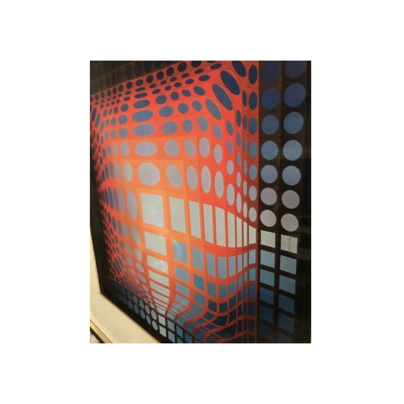 Lithographie vintage Vasarely Ed Griffon 1970