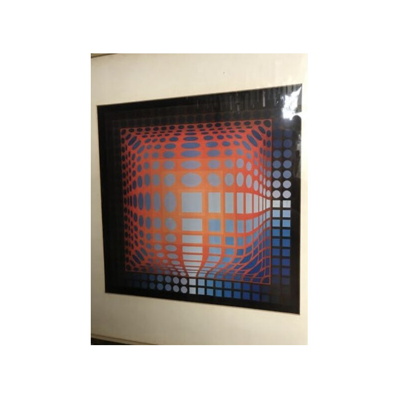 Vintage lithograph Vasarely Ed Griffon 1970