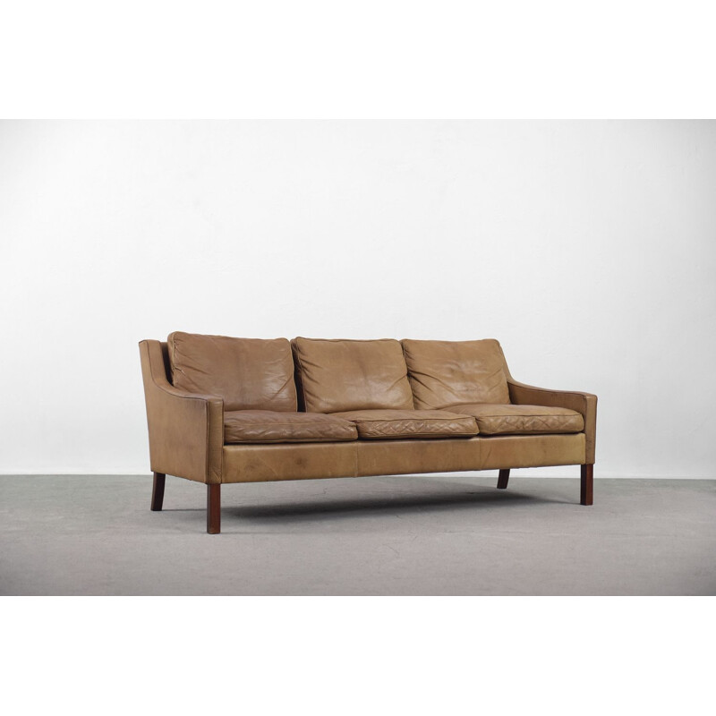 Vintage Swedish Patinated Cognac Leather Sofa by OPE Möbler 1960s
