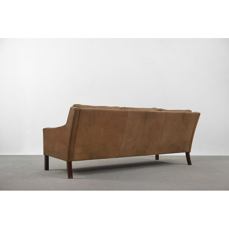 Vintage Swedish Patinated Cognac Leather Sofa by OPE Möbler 1960s