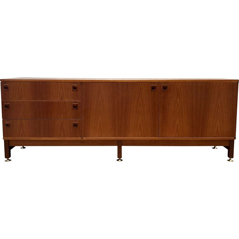 Vintage teak wood sideboard André Monpoix  TV cabinet 1950
