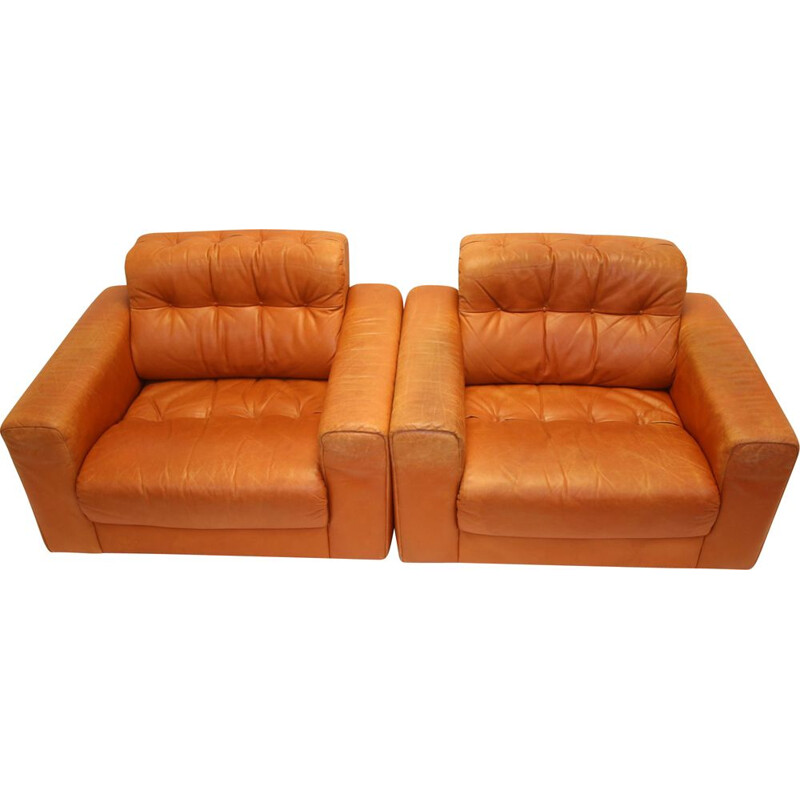 Pair of Vintage DS40 Club chair from de Sede Cognac leather 1970s