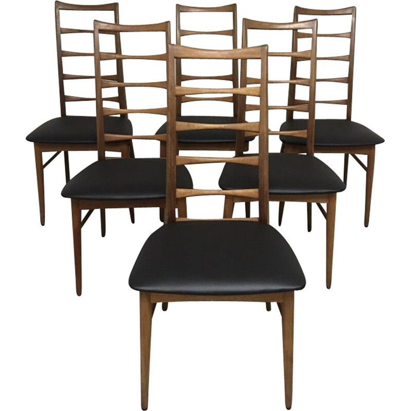 Set di 6 sedie vintage in teak Lis Niels Koefoeds 1960