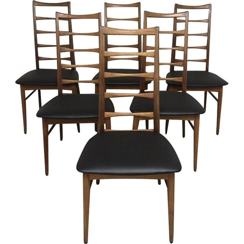 Set of 6 vintage teak chairs Lis Niels Koefoeds 1960