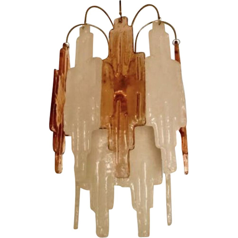 Poliarte vintage wall lamp in two-tone  Murano glass 1970