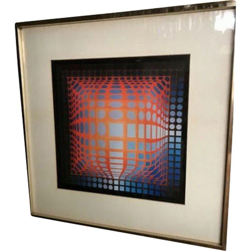 Vintage lithograph Vasarely Ed Griffon 1970