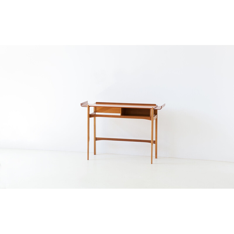 Table console vintage moderne italienne en teck 1950