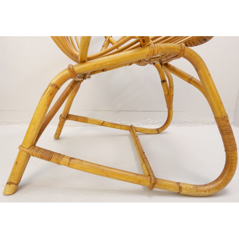 Paire De fauteuiles vintage en bambou et rotin France 1960