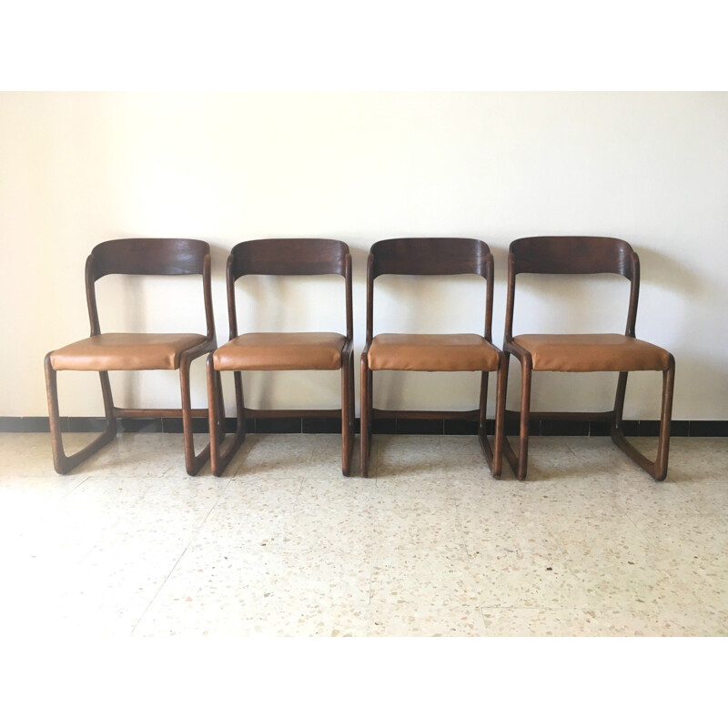 Set of 4 vintage chairs Baumann Bémol 1960s
