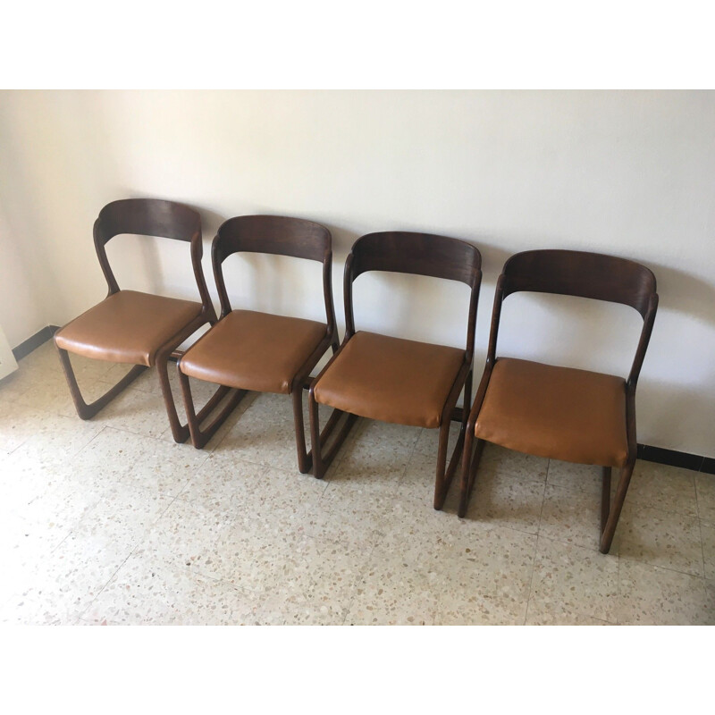 Set of 4 vintage chairs Baumann Bémol 1960s