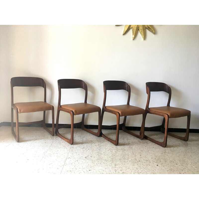 Lot de 4 chaises vintage Baumann Bémol 1960